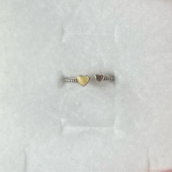Pandora Beaded two hearts ring, size 7 - Picture 2 of 2